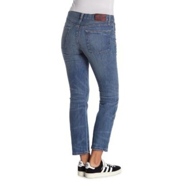 Frye Womens Medium Wash Distressed Cropped Kick Baby Bootcut Jeans Sz 28 NWT - Picture 2 of 9